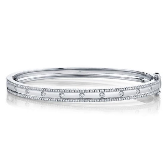 Shy Creation 14k Gold White 0.62Ct Diamond Bangle