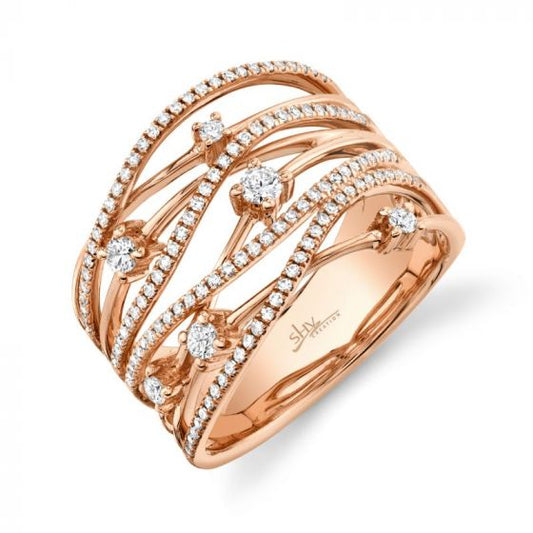Shy Creation Rose  0.49Ct Diamond Bridge Ring
