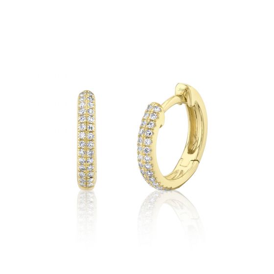 Shy Creation 14k Gold Yellow 0.12Ct Diamond Pave Huggie Earring