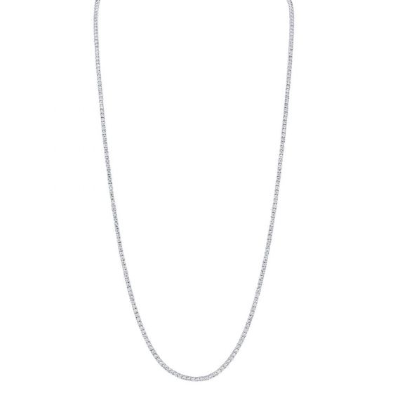 Shy Creation 14k Gold White 8.70Ct Diamond Tennis Necklace 36"