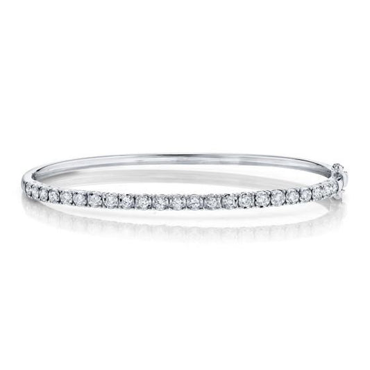 Shy Creation 14k Gold White 0.69Ct Diamond Bangle