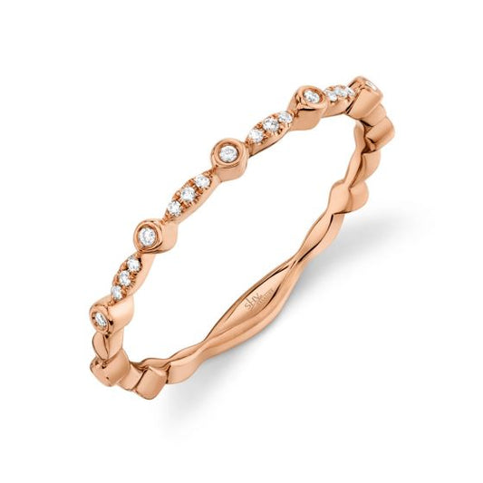 Shy Creation 14k Gold Rose 0.06Ct Diamond Band