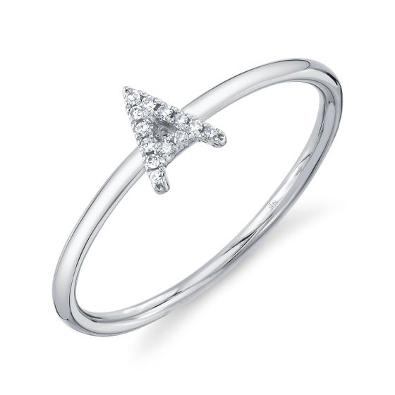 Shy Creation 14k Gold White 0.04Ct Diamond Ring - Initial A
