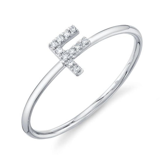 Shy Creation 14k Gold White 0.04Ct Diamond Ring - Initial F