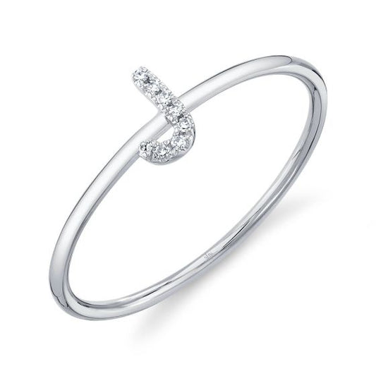 Shy Creation 14k Gold White 0.03Ct Diamond Ring - Initial J