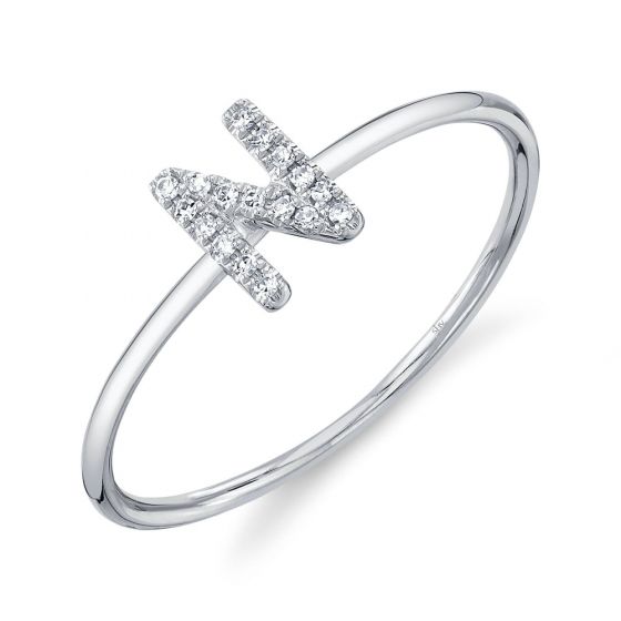 Shy Creation 14k Gold White 0.05Ct Diamond Ring - Initial N