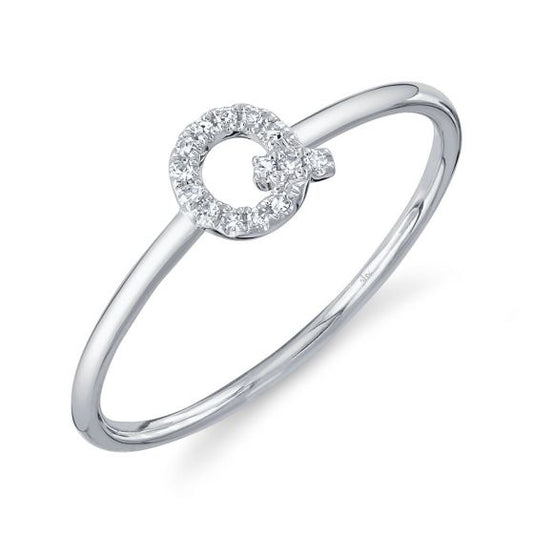 Shy Creation 14k Gold White 0.04Ct Diamond Ring - Initial Q