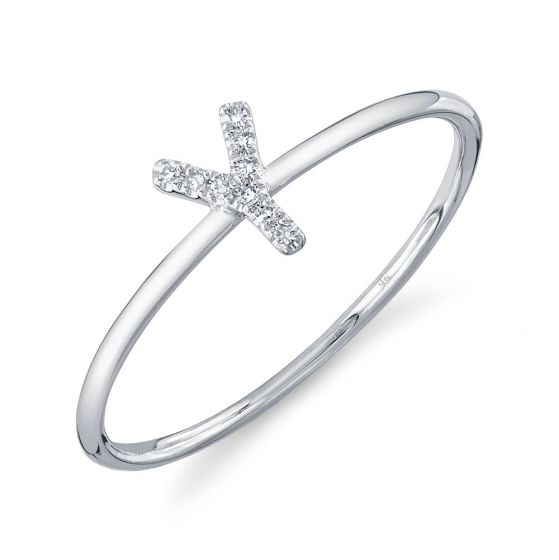 Shy Creation 14k Gold White 0.03Ct Diamond Ring - Initial Y