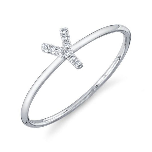Shy Creation 14k Gold White 0.03Ct Diamond Ring - Initial Y