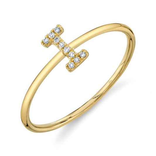 Shy Creation 14k Gold Yellow 0.03Ct Diamond Ring - Initial I