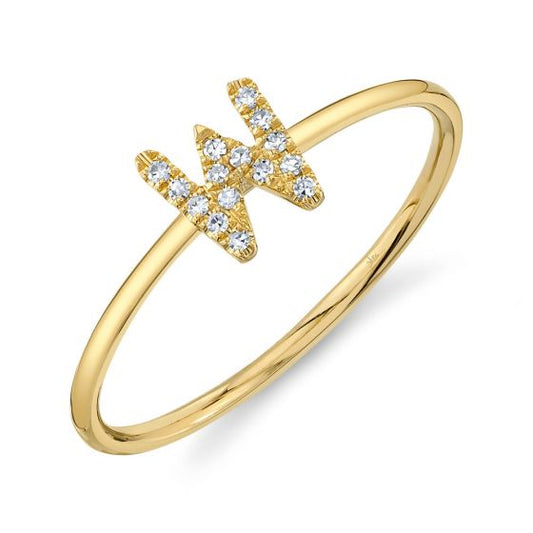 Shy Creation 14k Gold Yellow 0.05Ct Diamond Ring - Initial W