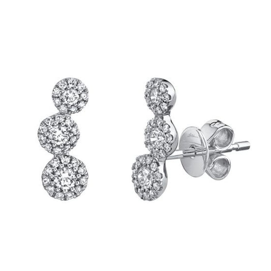 Shy Creation 14k Gold White 0.36Ct Diamond Stud Earring