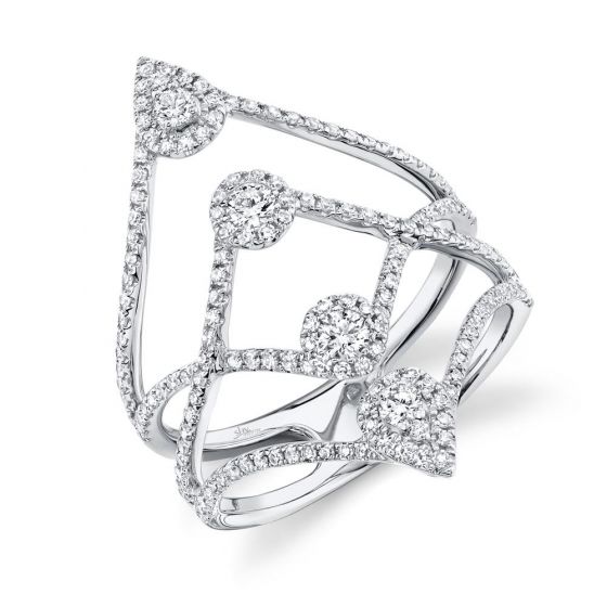 Shy Creation 14k Gold White 0.71Ct Diamond Ring