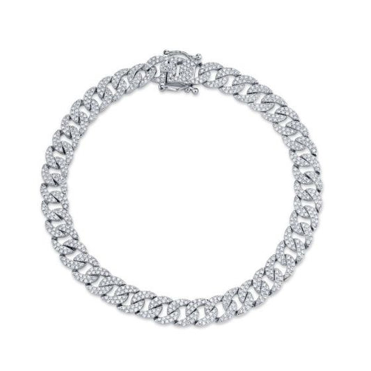 Shy Creation 14k Gold White Havana 1.69 ct. Diamond Pave Link Bracelet