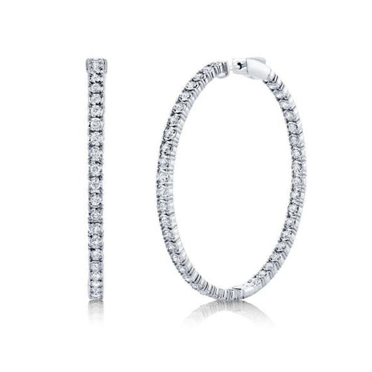 Shy Creation 14k Gold White 2.65Ct Diamond Hoop Earring