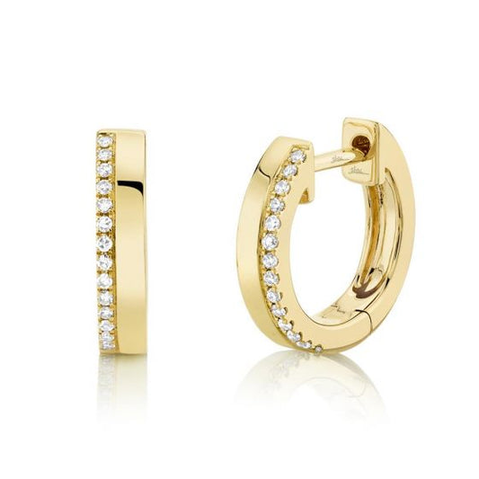 Shy Creation 14k Gold Yellow 0.08Ct Diamond Huggie Earring