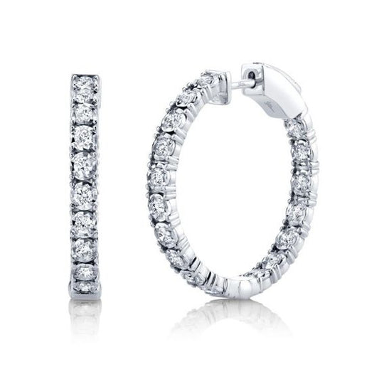 Shy Creation 14k Gold White 1.06Ct Diamond Hoop Earring