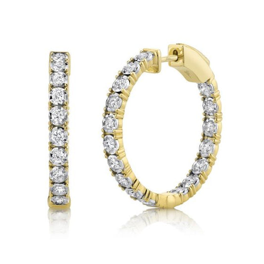 Shy Creation 14k Gold Yellow 1.06Ct Diamond Hoop Earring
