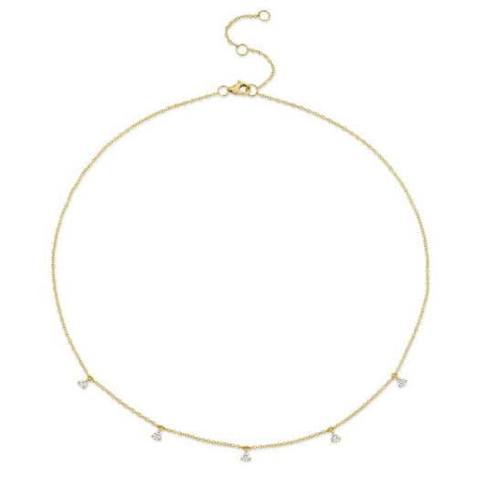 Shy Creation 14k Gold Yellow 0.30Ct Diamond Necklace