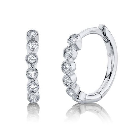 Shy Creation 14k Gold White 0.11Ct Diamond Huggie Earring