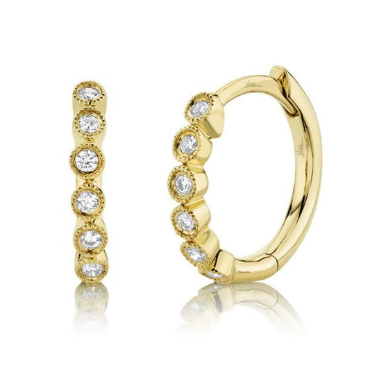 Shy Creation 14k Gold Yellow 0.11Ct Diamond Huggie Earring