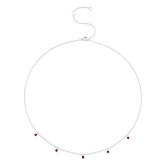 Shy Creation 14k Gold White 0.36Ct Ruby Necklace