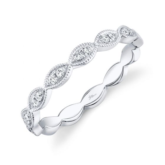 Shy Creation 14k Gold White 0.13Ct Diamond Band