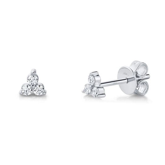 Shy Creation 14k Gold White 0.15Ct Diamond Stud Earring
