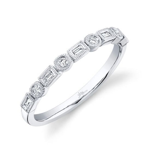 Shy Creation 14k Gold White 0.14Ct Diamond Band