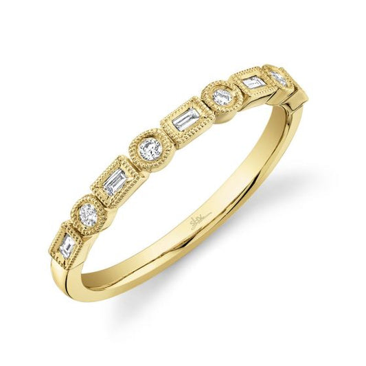 Shy Creation 14k Gold Yellow 0.14Ct Diamond Band