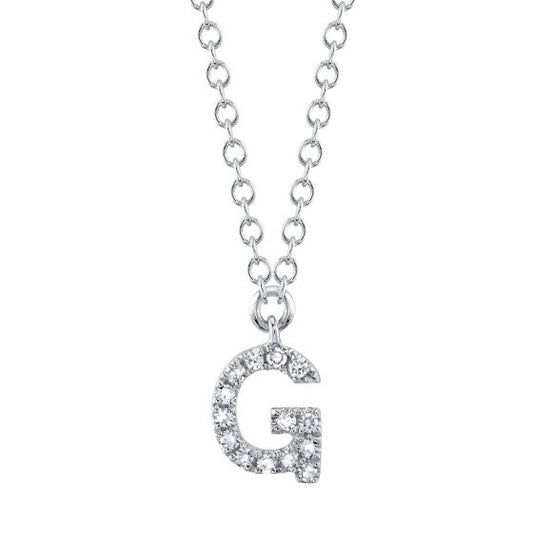 Shy Creation 14k Gold White 0.05Ct Diamond Necklace - Initial G