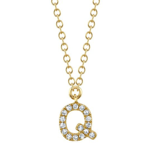 Shy Creation 14k Gold Yellow 0.05Ct Diamond Necklace - Initial Q