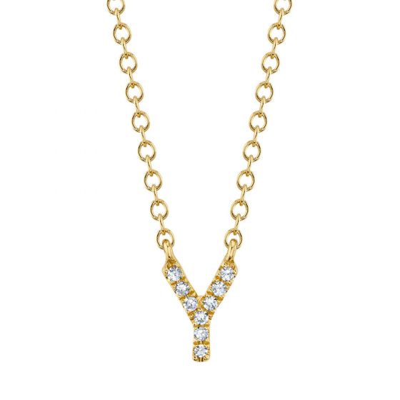 Shy Creation 14k Gold Yellow 0.03Ct Diamond Necklace - Initial Y