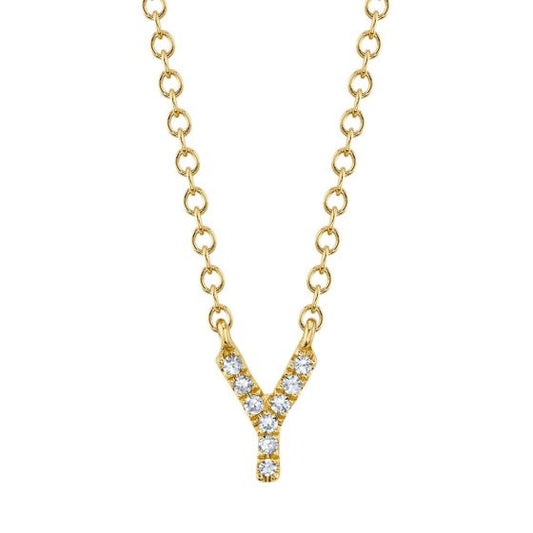 Shy Creation 14k Gold Yellow 0.03Ct Diamond Necklace - Initial Y