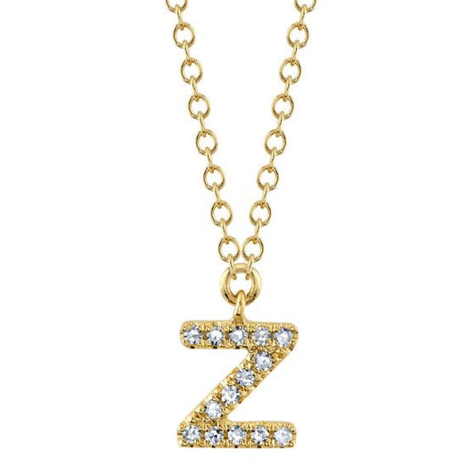 Shy Creation 14k Gold Yellow 0.04Ct Diamond Necklace - Initial Z