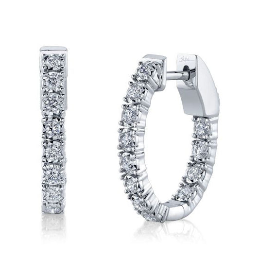 Shy Creation 14k Gold White 0.47Ct Diamond Oval Hoop Earring