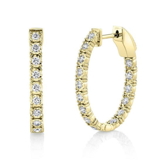 Shy Creation 14k Gold Yellow 0.90Ct Diamond Oval Hoop Earring