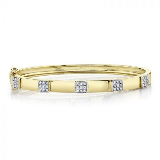 Shy Creation Yellow 14K Gold 0.43Ct Diamond Pave Bangle