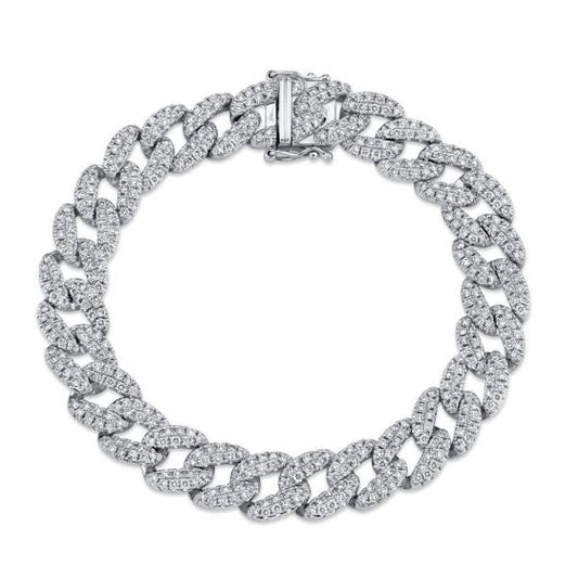 Shy Creation 14k Gold White Havana Midi 4.36 ct. Diamond Pave Link Bracelet