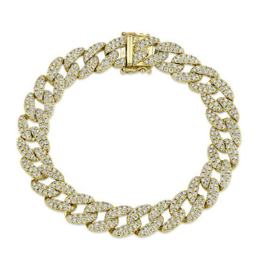 Shy Creation 14k Gold Yellow Havana Midi 4.36 ct. Diamond Pave Link Bracelet