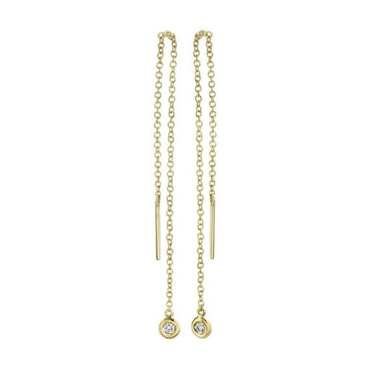 Shy Creation 14k Gold Yellow 0.04Ct Diamond Threader Earring