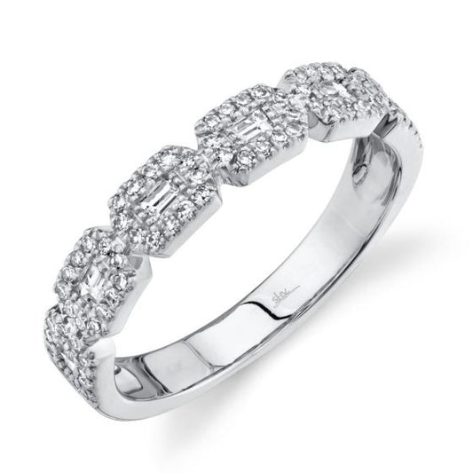 Shy Creation 14k Gold White 0.46Ct Diamond Baguette Ring