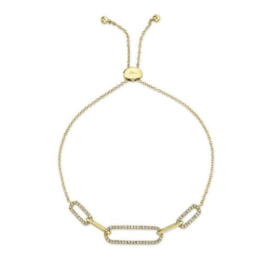 Shy Creation 14k Gold Yellow 0.24Ct Diamond Bolo Bracelet