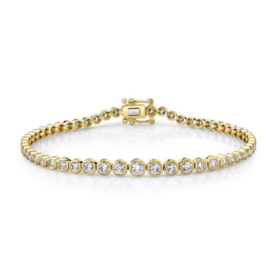 Shy Creation 14k Gold Yellow 1.90Ct Diamond Bezel Tennis Bracelet