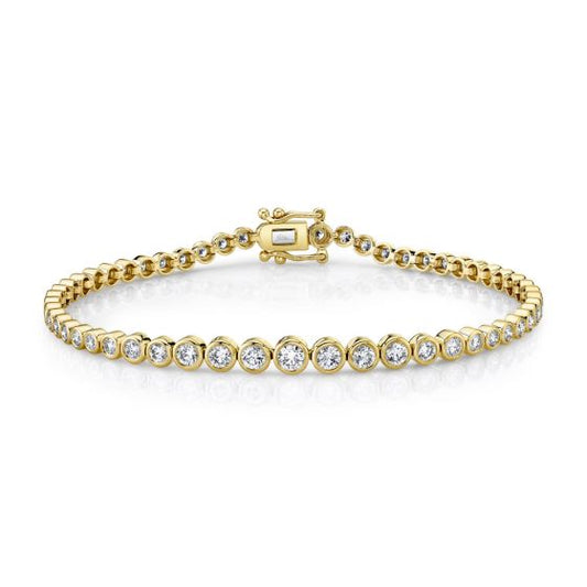 Shy Creation 14k Gold Yellow 1.90Ct Diamond Bezel Tennis Bracelet