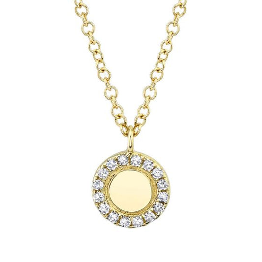 Shy Creation 14k Gold Yellow 0.05Ct Diamond Necklace