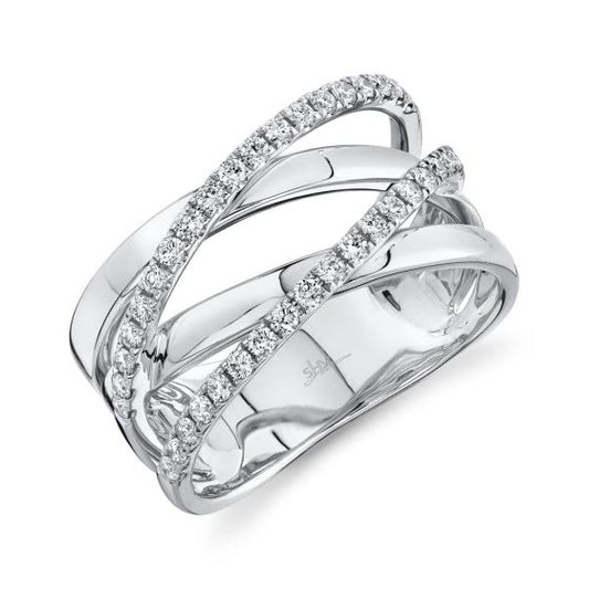 Shy Creation 14k Gold White 0.41Ct Diamond Bridge Ring