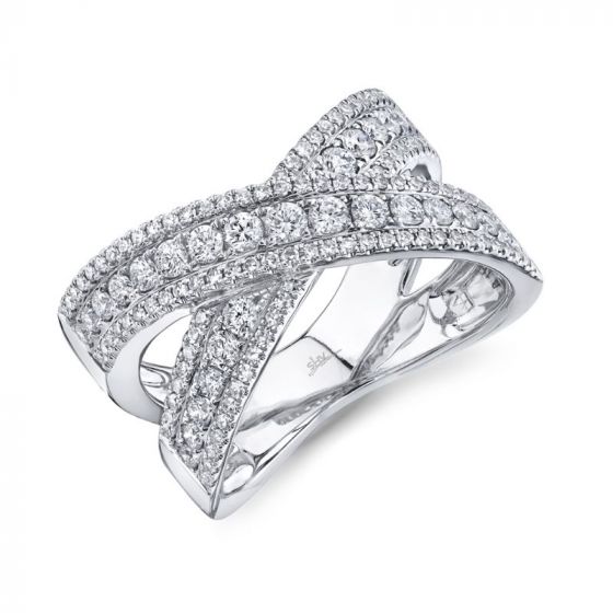 Shy Creation White 14K Gold 0.95Ct Diamond Bridge Ring