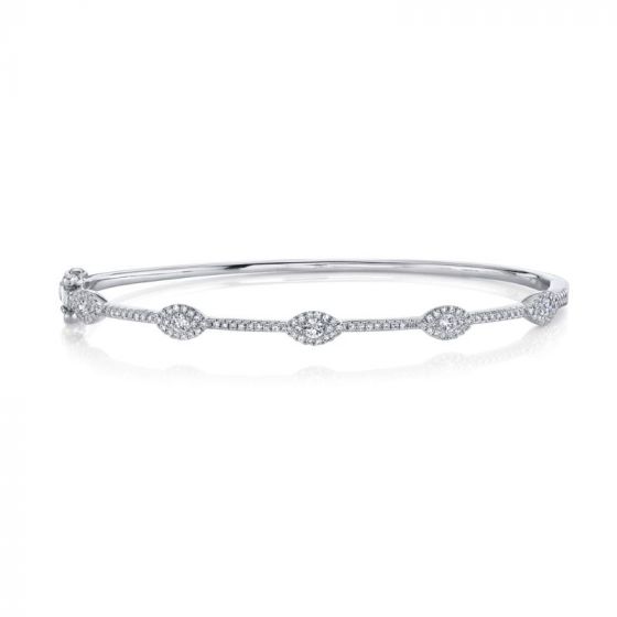 Shy Creation White 14K Gold 0.60Ct Diamond Eye Bangle