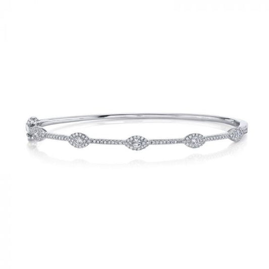 Shy Creation White 14K Gold 0.60Ct Diamond Eye Bangle